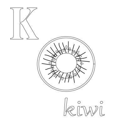 meyve ve sebze alfabesi boyama kitabı illüstrasyonu