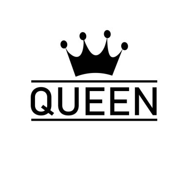 Kraliçe metni ve taç illüstrasyonu, tişört tasarımı