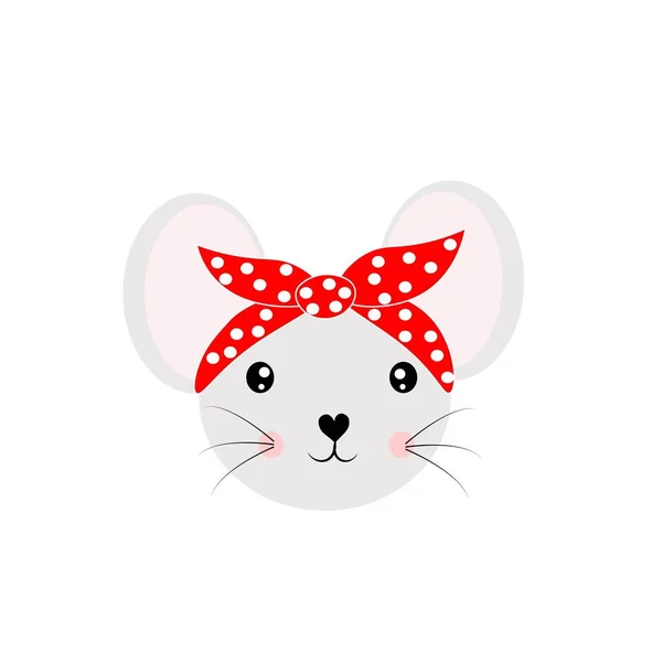 Animal Cabeça Rosto Ilustração Com Bandana Vermelha — Fotografia de Stock