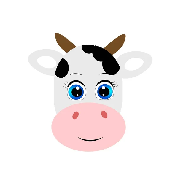 Niedliche Kuh Gesicht Kopf Cartoon Illustration — Stockfoto
