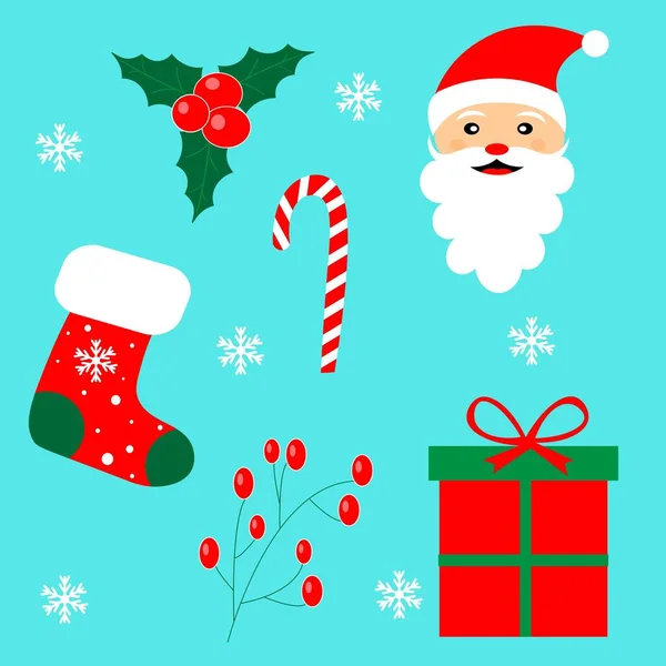 Set Elementi Natale Illustrazione — Foto Stock