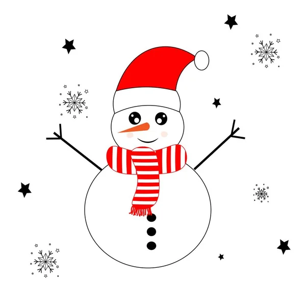 Lindo Muñeco Nieve Navidad Ilustración — Foto de Stock