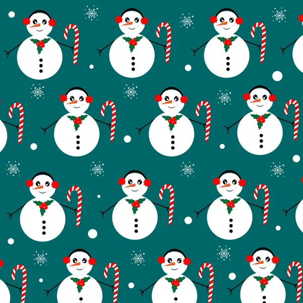 Kerstmis Sneeuwman Patroon Vector Illustratie — Stockfoto