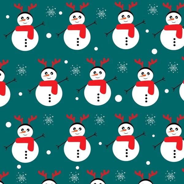 Kerstmis Sneeuwman Patroon Vector Illustratie — Stockfoto