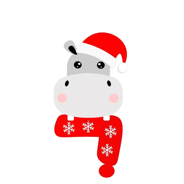 Niedliches Weihnachtstier Weihnachtsmütze Illustration — Stockfoto
