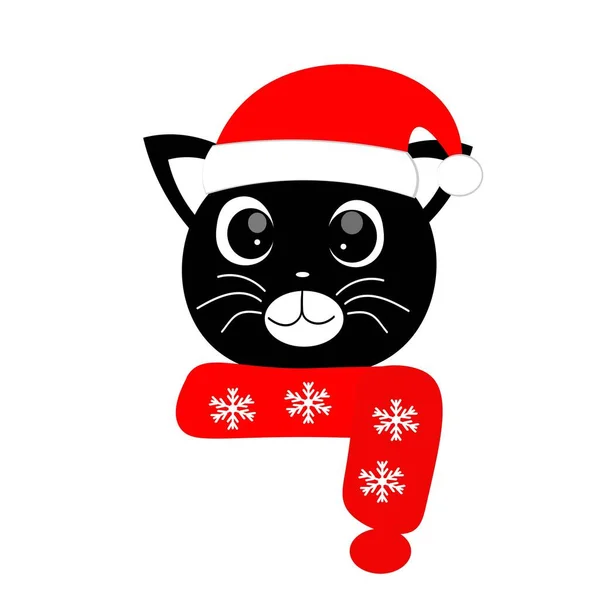 cute christmas animal in santa hat  illustration