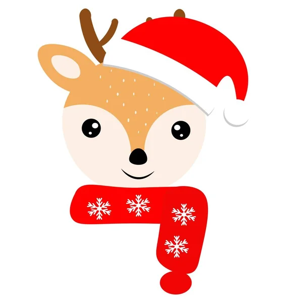 cute christmas animal in santa hat  illustration