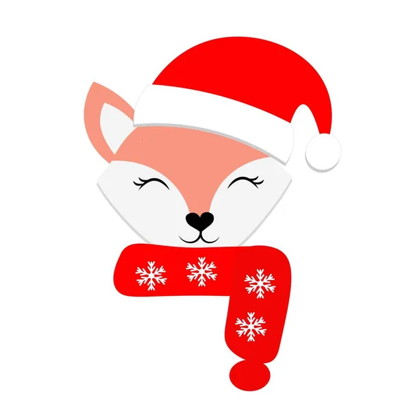 Mignon Noël Animal Dans Santa Chapeau Illustration — Photo