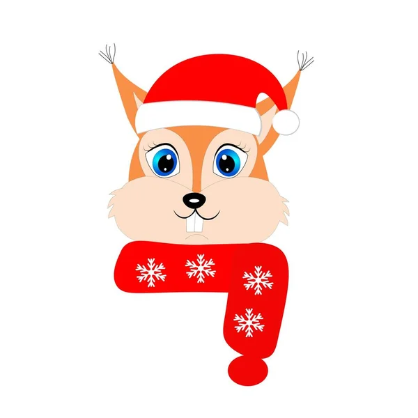 Lindo Animal Navidad Ilustración Del Personaje Dibujos Animados Del Sombrero — Foto de Stock