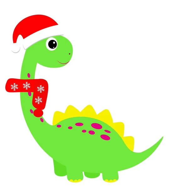 Aranyos Dinoszaurusz Ban Mikulás Kalap Illusztráció Karácsony — Stock Fotó