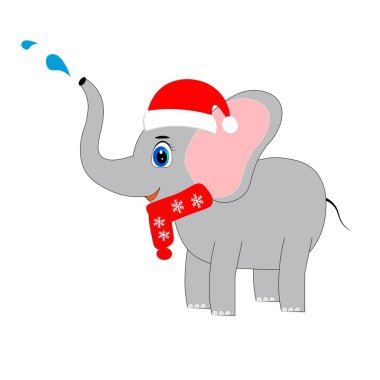 Noel Baba şapkalı şirin bir hayvan. Karakter çizimi.