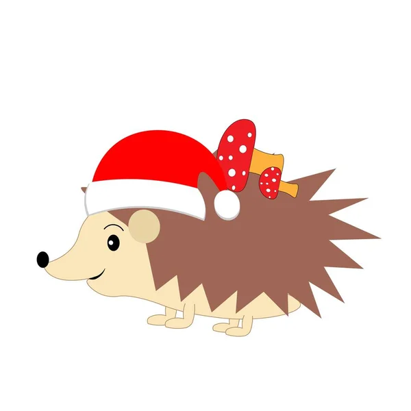 Aranyos Karácsonyi Állat Santa Kalap Rajzfilm Karakter Illusztráció — Stock Fotó