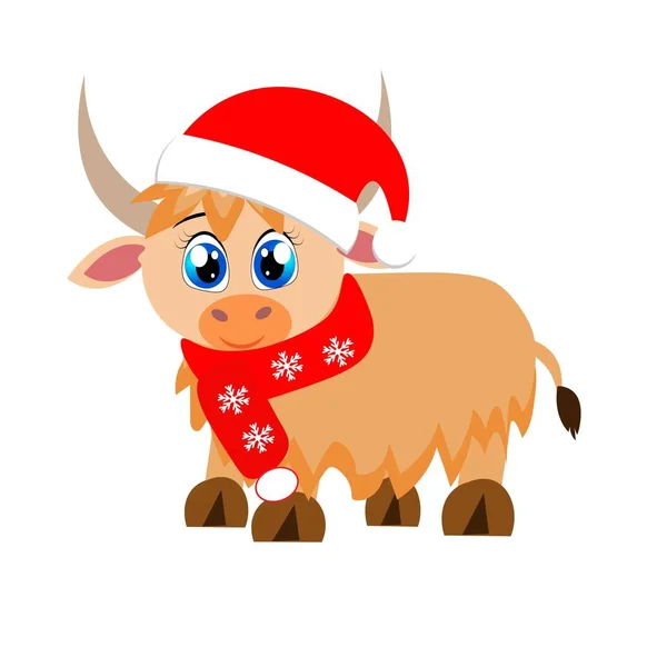 Mignon Noël Animal Dans Santa Chapeau Dessin Animé Illustration Personnage — Photo