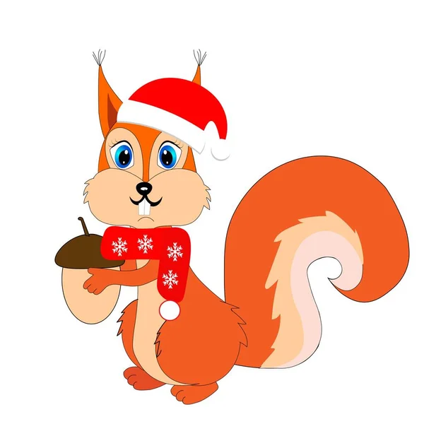 Lindo Animal Navidad Historieta Del Sombrero Santa Ilustración Del Carácter — Foto de Stock
