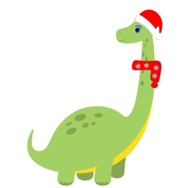 Noel Baba 'daki şirin dinozor. Şapka çizimi, Noel. 
