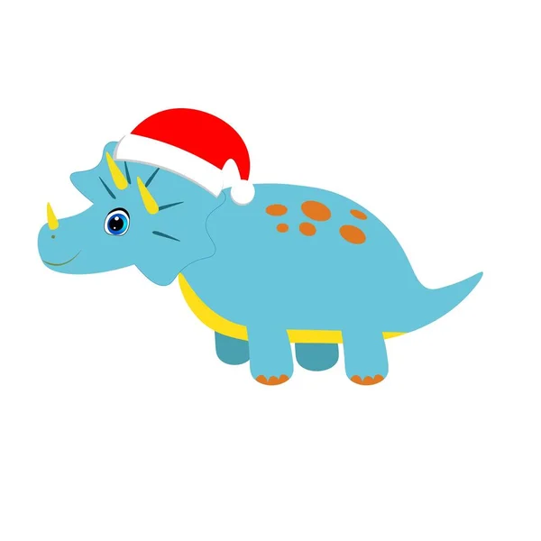Χαριτωμένο Δεινόσαυρος Στην Εικόνα Καπέλο Santa Claus Χριστούγεννα — Φωτογραφία Αρχείου