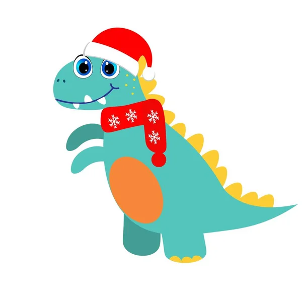 Noel Baba Daki Şirin Dinozor Şapka Çizimi Noel — Stok fotoğraf