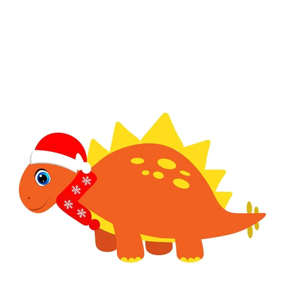 Aranyos Dinoszaurusz Ban Mikulás Kalap Illusztráció Karácsony — Stock Fotó