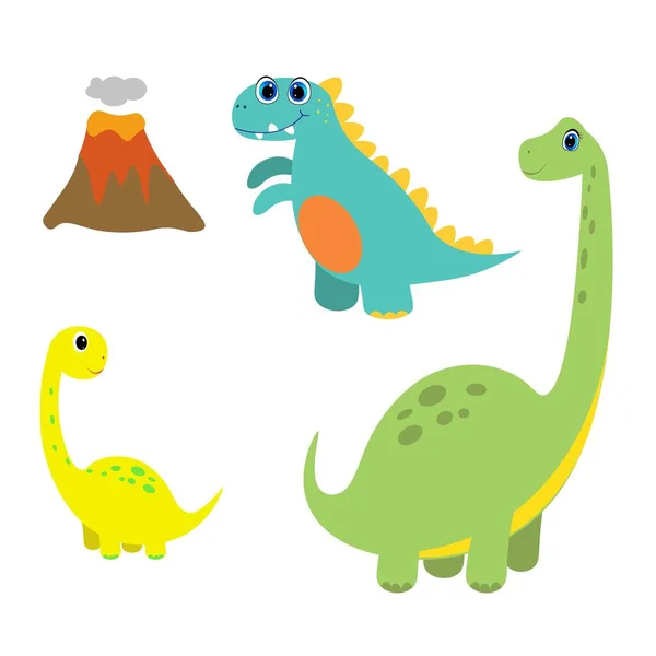 Conjunto Dinossauros Bonitos Desenho Animado Bebê Dino Ilustração — Fotografia de Stock