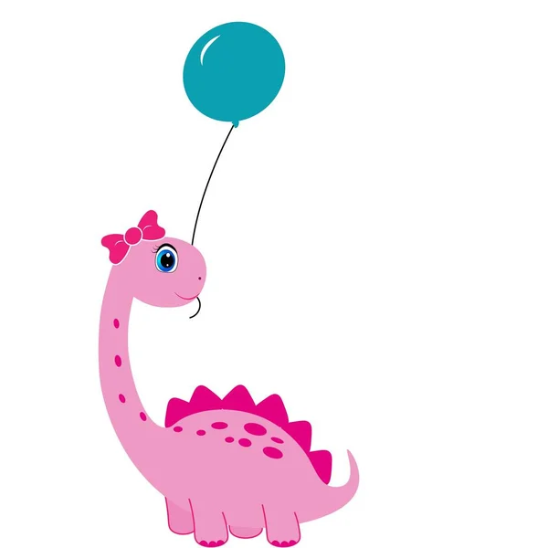 Dinossauro Bonito Com Balão Dino Desenho Animado Ilustração — Fotografia de Stock