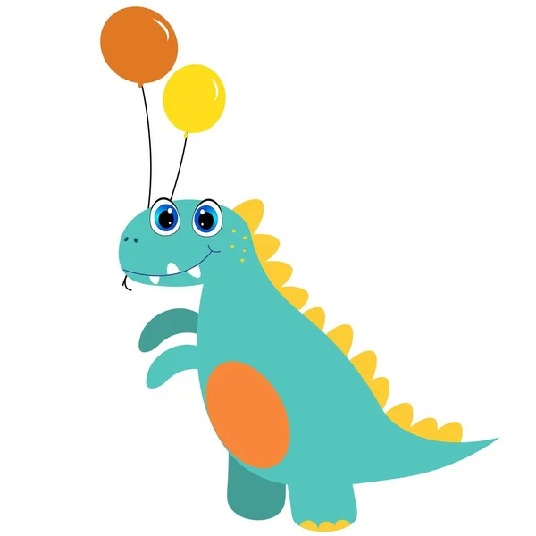 風船でかわいい恐竜 恐竜の漫画のイラスト — ストック写真