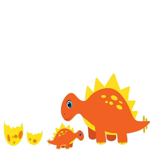 Niedlicher Dino Mit Baby Charakter Illustration — Stockfoto