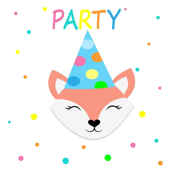 Aranyos Állatok Party Kalapok Boldog Születésnapot Dekoráció Illusztráció — Stock Fotó