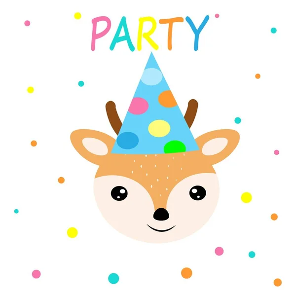 Leuke Dieren Partij Hoeden Gelukkig Verjaardag Decoratie Illustratie — Stockfoto