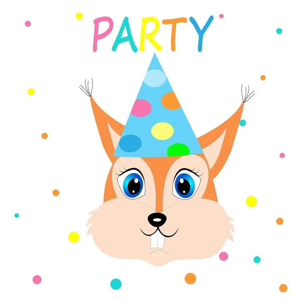 Cute animals in party hats happy birthday decoration  illustration