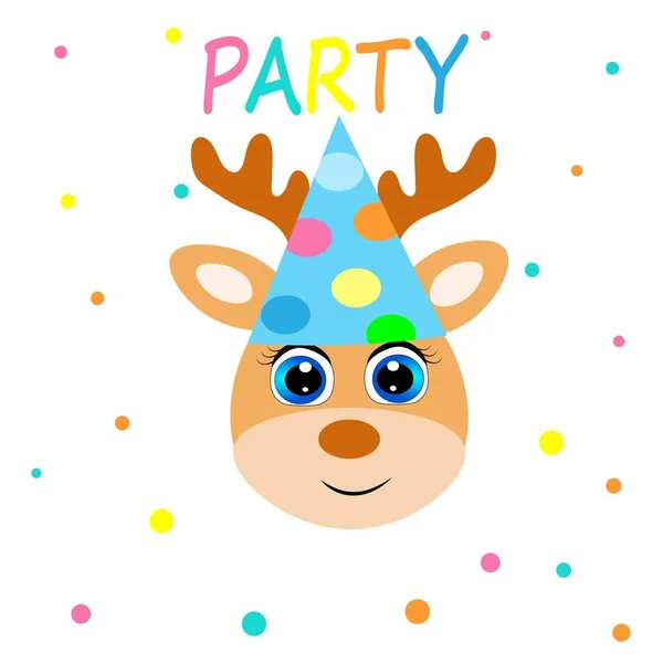 Cute animals in party hats happy birthday decoration  illustration