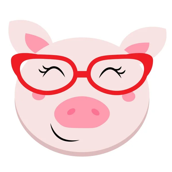 带红色眼镜插图的可爱卡通动物 — 图库照片