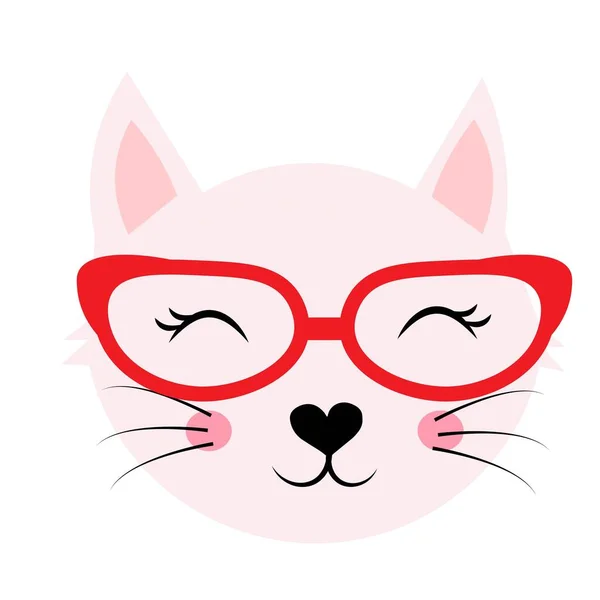 赤いメガネのイラストがかわいい動物たち — ストック写真