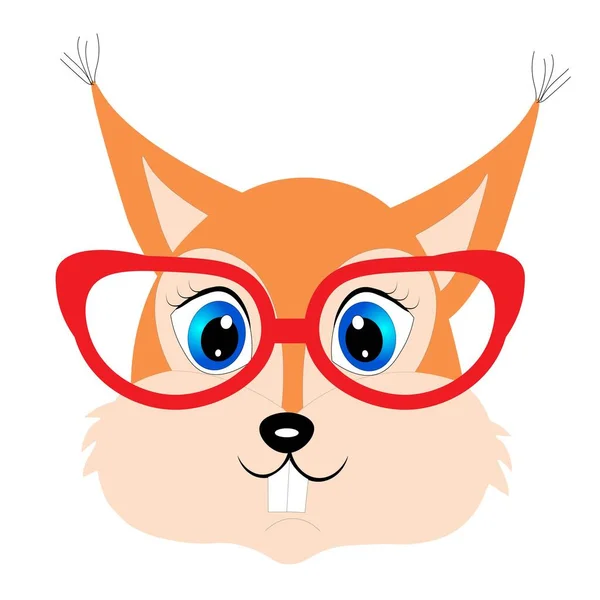 Lindo Animal Dibujos Animados Con Gafas Rojas Ilustración —  Fotos de Stock