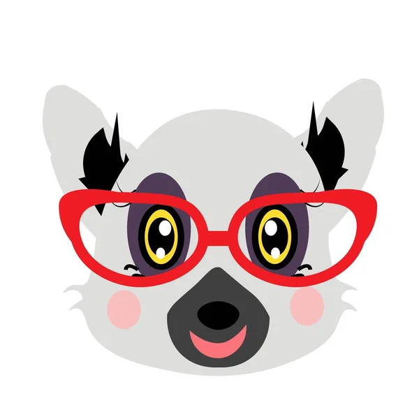 Lindo Animal Dibujos Animados Con Gafas Rojas Ilustración —  Fotos de Stock