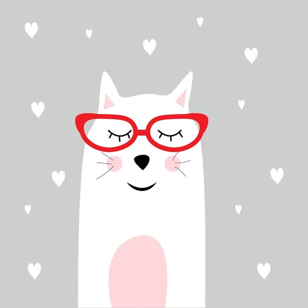 cute cartoon animal with red glasses  illustration