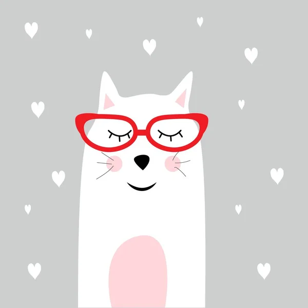 Lindo Animal Dibujos Animados Con Gafas Rojas Ilustración — Foto de Stock