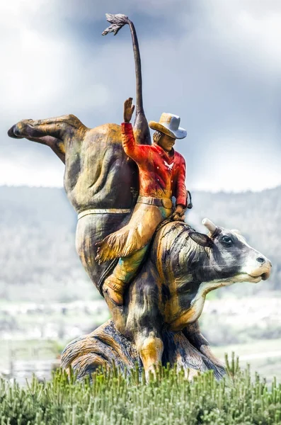 Cowboy Sculpture Williams Lake British Columbia Canada — Stock Photo, Image