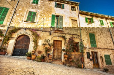 Valldemossa Mallorca İspanya 20. Aralık 2018 Valldemossa eski şehir içinde
