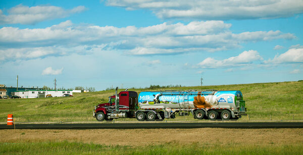 Edmonton Alberta Canada June 26, 2018 Truck on the highway
