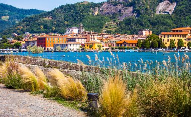 Paratico and Sarnico on the Lago d Iseo in Lombardy Italy clipart