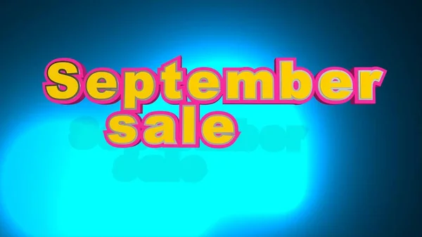 Beautiful Yellow Text September Sale Gentle Blue Background Your Projects — Stock Photo, Image