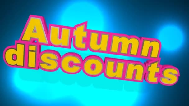 Schöner Gelber Videotext Format Herbstrabatt Mit Sanft Blauem Hintergrund Für — Stockvideo