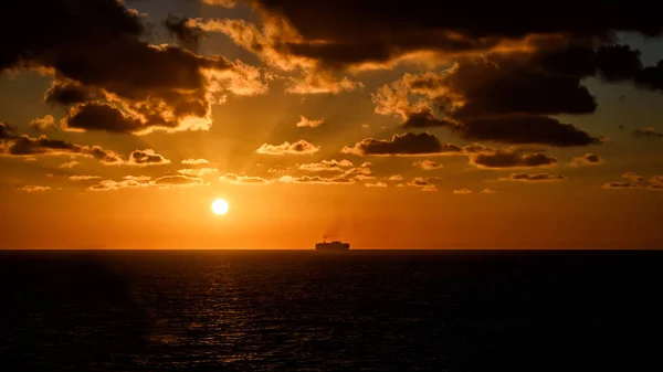 Ozean Sonnenuntergang Aufnahme Von Navigationsbrücke Von Rohöltanker — Stockfoto