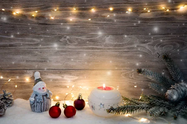 Cartão Natal Com Uma Grinalda Decorações Natal Espaço Cópia — Fotografia de Stock