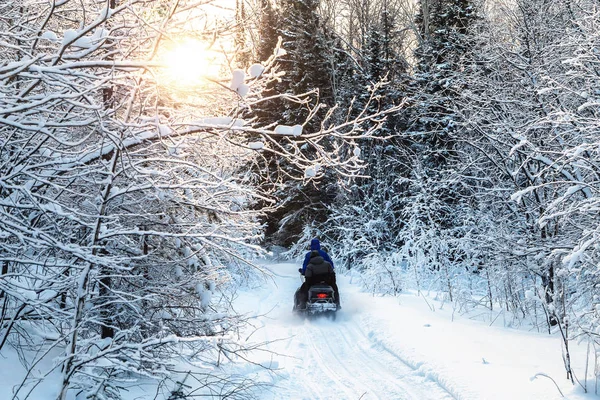 Sportler auf einem Schneemobil. — Stockfoto