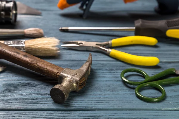 Strumenti Lavoro Tavolo Legno — Foto Stock