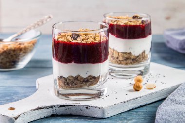 Granola ve yoğurt ile.