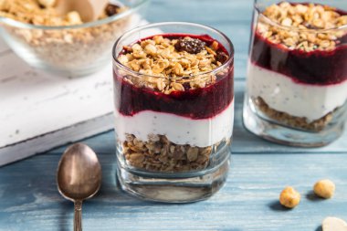 Granola ve yoğurt ile.