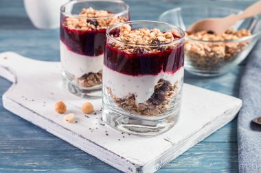 Granola ve yoğurt ile.