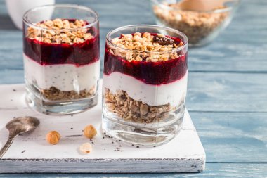 Granola ve yoğurt ile.